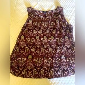 Ann Taylor Marroon Silk Paisley Camisole tank size petite large  PL